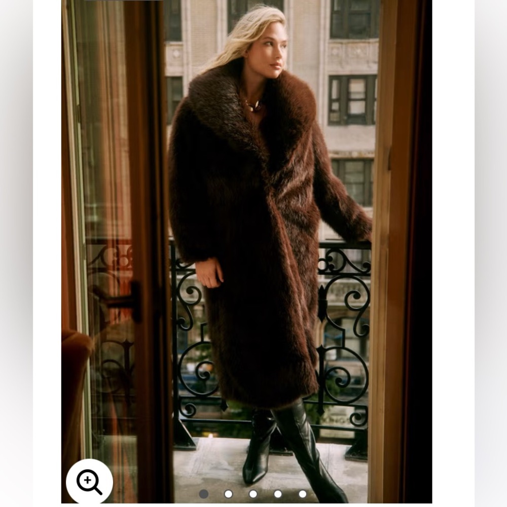 Roaman's Dark Brown Shaggy Faux Fur Coat 🧥